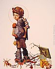 Norman Rockwell Little Boy holding Chalk Board painting